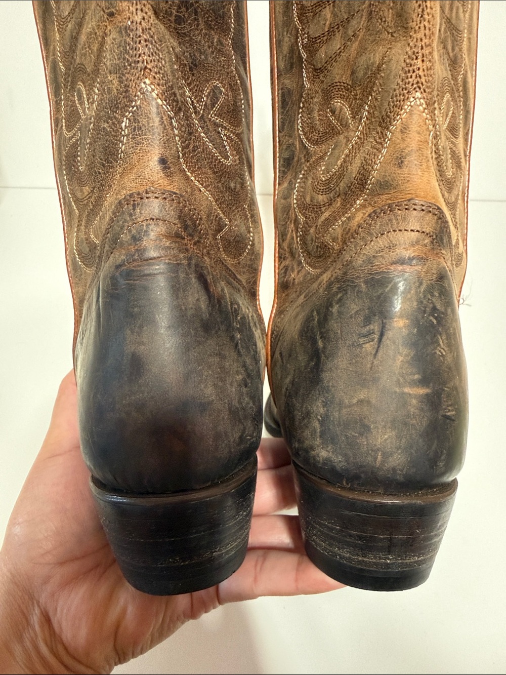 J.B Dillon Distressed Cowgirl Boots Size 10B Goat Leather - Picture 15 of 17